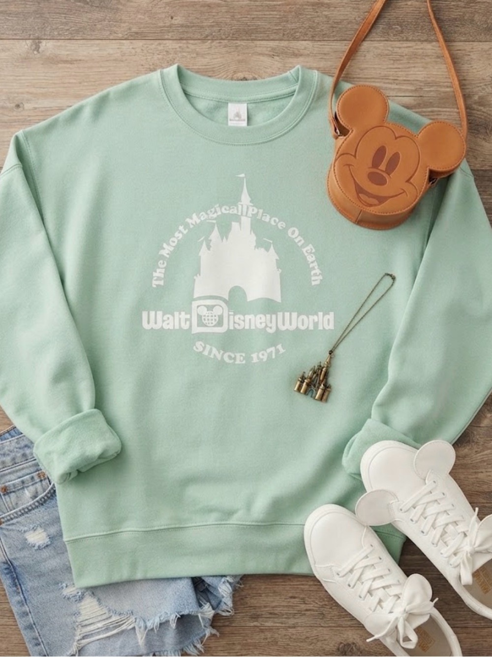 Disney Mint Green Walt Disney World Castle Sweatshirt